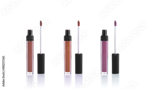 set color lipgloss isolated on white background. cosmetic for lip. photo