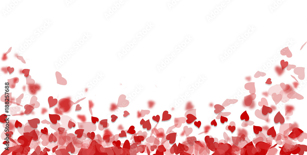 Falling red hearts on a white background with - Valentine's Day, Mother's Day, Wedding Falling red hearts on a white background with - Valentine's Day, Mother's Day, Wedding