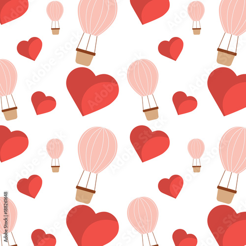 Naklejka balon powietrza miłość serce Walentynki wzór wektor ilustracja