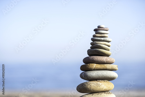 stack of zen stones near sea