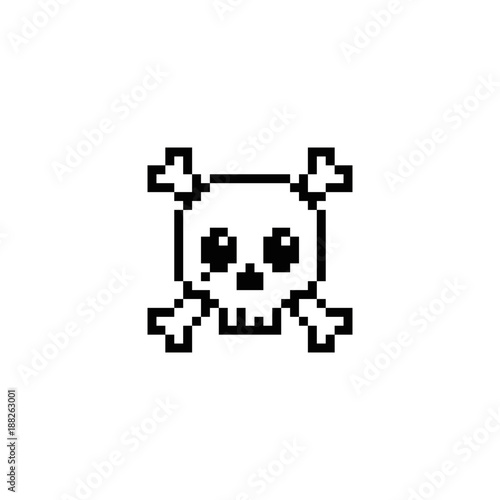 Pixel skull and crossbones