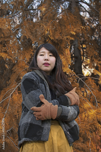 portrait asian young woman in nature