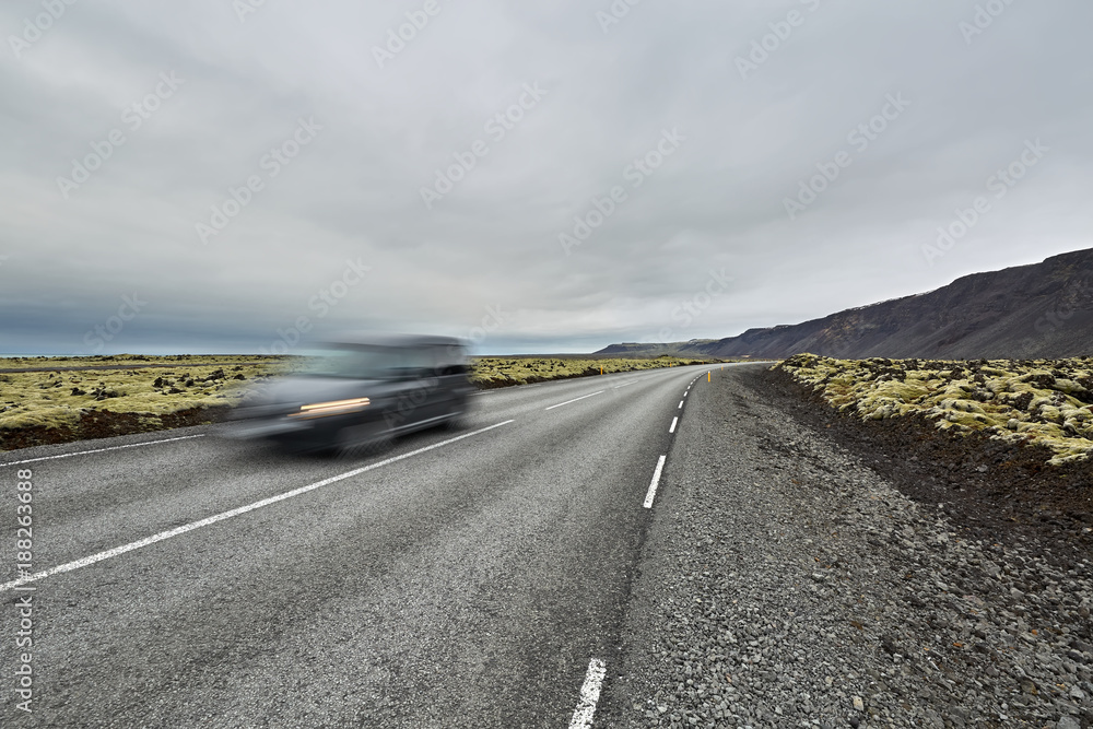Icelandic landscape with country roadway