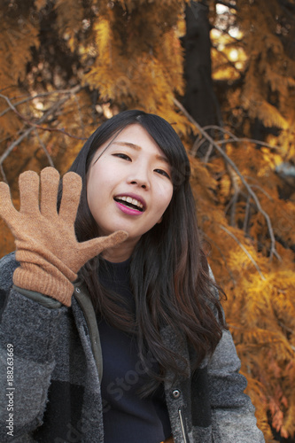 portrait asian young woman in nature