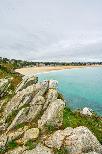 Brittany beach called The Big Beach taken from Pointe de la garde  Saint-Cast-le-guildo  France 