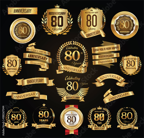 Anniversary retro vintage badges and labels vector illustration