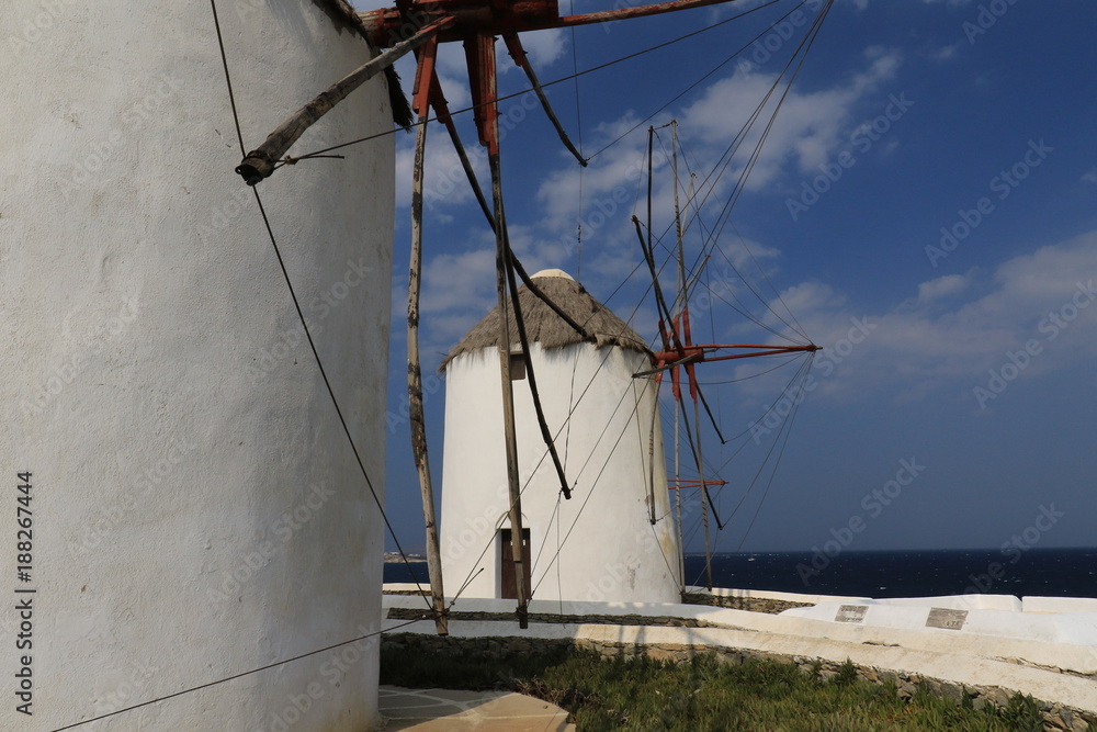 one and a half windmill of mykonos island, greece