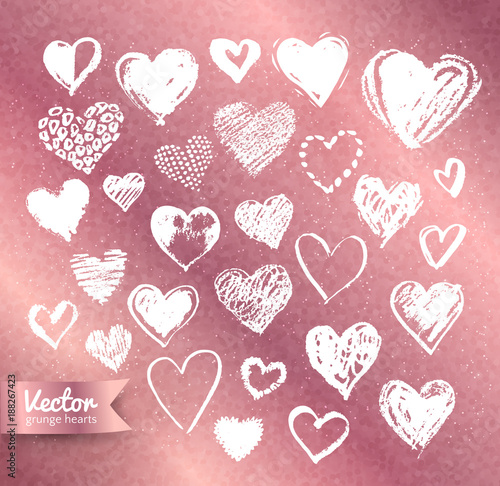 Valentine hearts on rose gold background