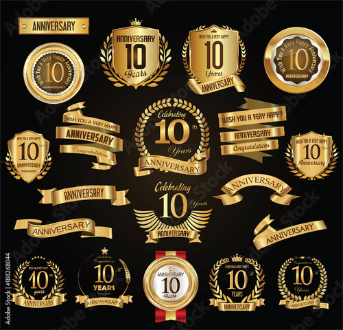 Anniversary retro vintage badges and labels vector illustration