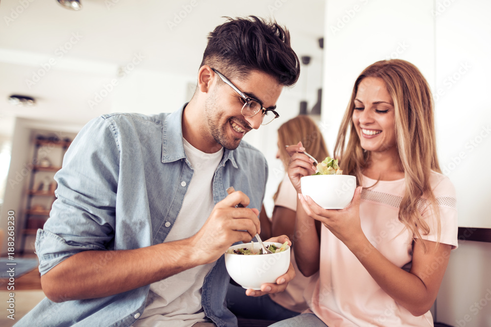 Couple having breakfast at home Couple having breakfast at home