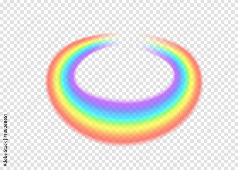 Obraz premium Rainbow round with limpid section edge isolated on transparent background