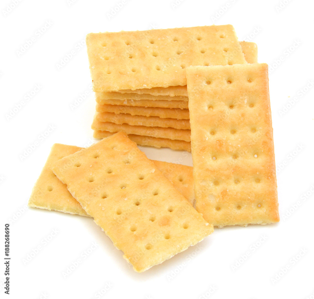 Crackers isolated on white, clipping path included Crackers isolated on white, clipping path included