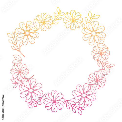 Fototapeta Naklejka Na Ścianę i Meble -  wreath floral petals ornament decoration romantic vector illustration   line color