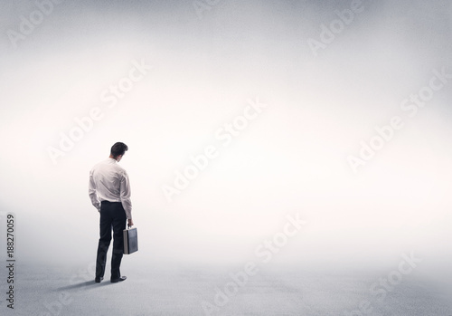 Sales person with empty white background © ra2 studio