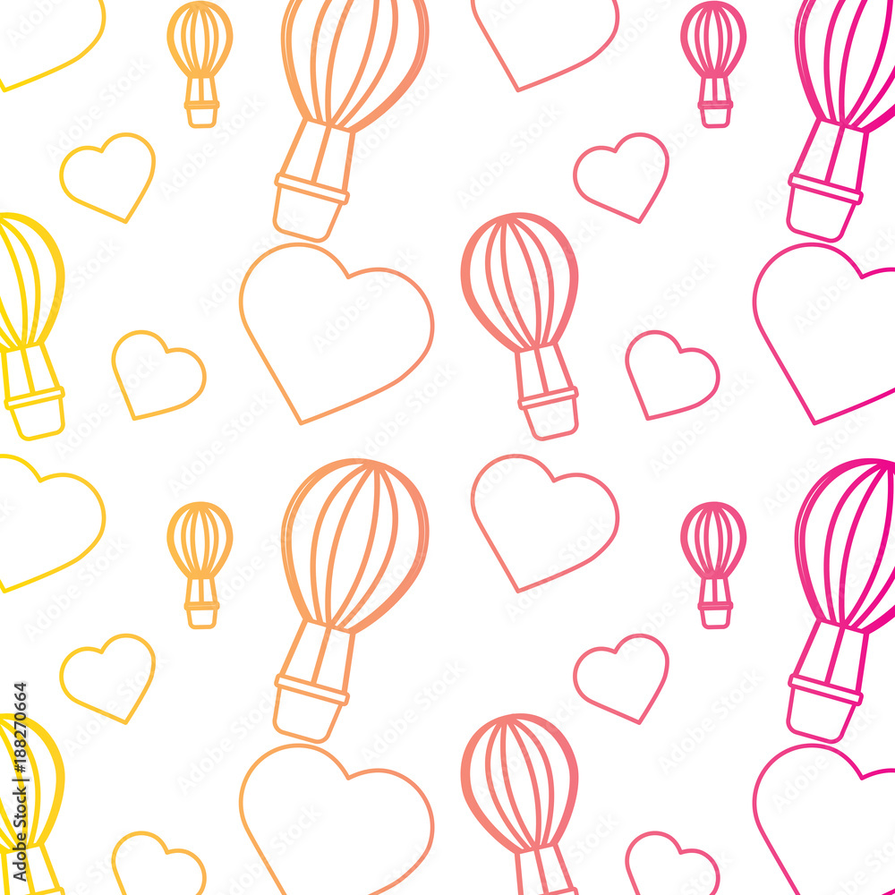 air ballon love heart valentines day pattern vector illustration line color air ballon love heart valentines day pattern vector illustration line color
