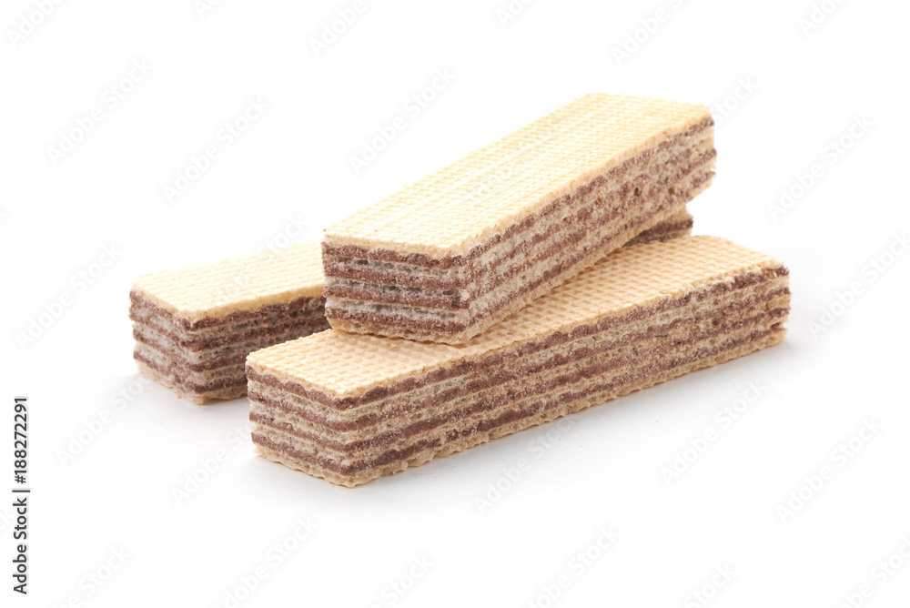 Wafer biscuit, close-up, isolated on white background. Wafer biscuit, close-up, isolated on white background.