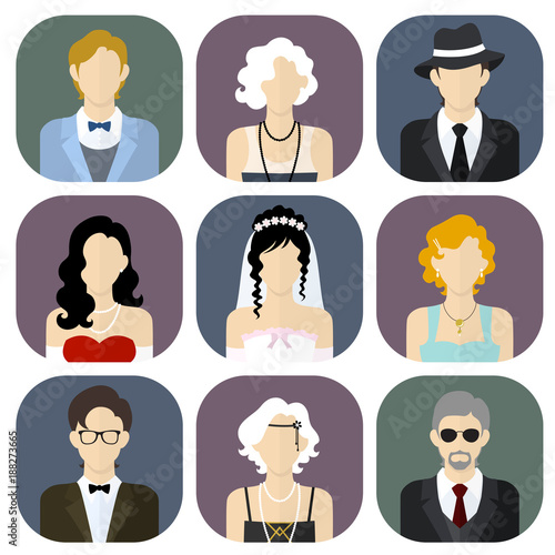 Ladies and gentlemen icons set in flat style.