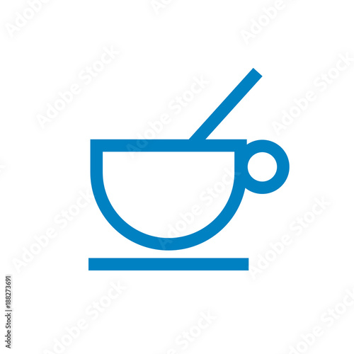 Becher, Tasse - Icon, Symbol, Piktogramm, Bildmarke, grafisches Element - blau, weiß - Web, Druck - Vektor