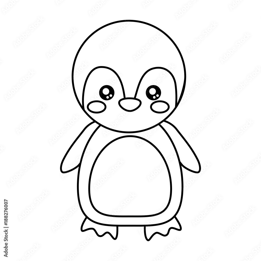 cute penguin animal standing cartoon wildlife vector illustration outline  design Stock Vector | Adobe Stock