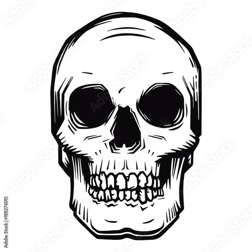 Monochrome skull tattoo design