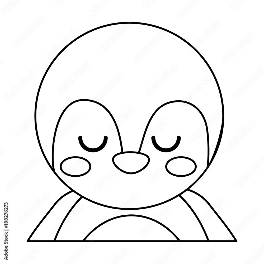 cute portrait penguin animal baby with close eyes vector illustration outline design cute portrait penguin animal baby with close eyes vector illustration outline design