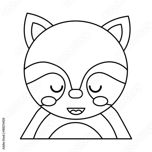 cute portrait raccoon animal baby with close eyes vector illustration outline design © Gstudio