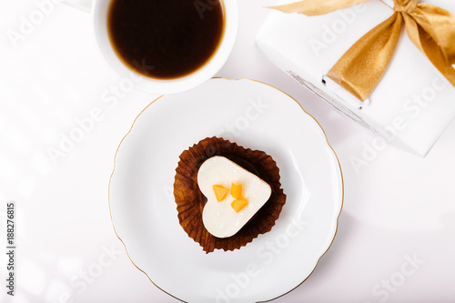 Delicious cupcake for Valentine Day close-up photo