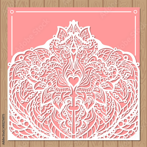 Wedding invitation envelope mock-up for laser cutting. Square. for your design