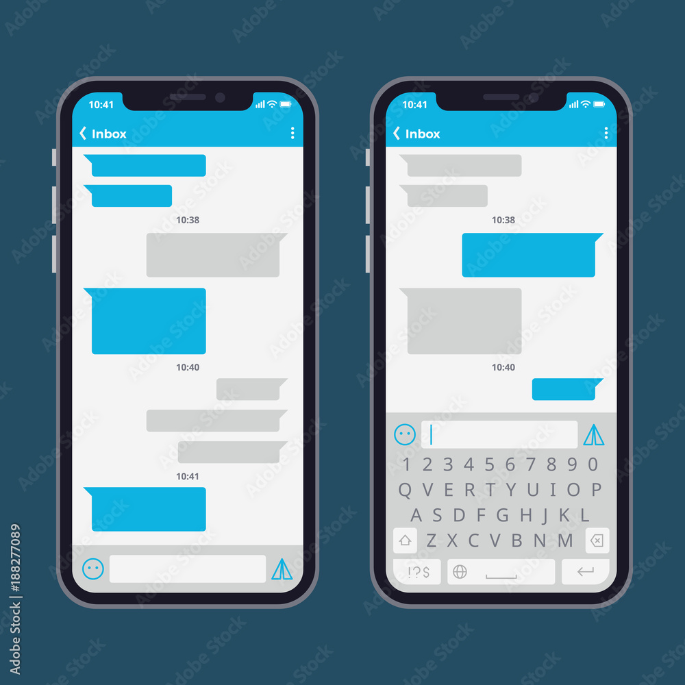 Smart phone with text message bubbles and keyboards vector template Smart phone with text message bubbles and keyboards vector template