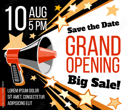 Grand opening ceremonial vector concept with megaphone
