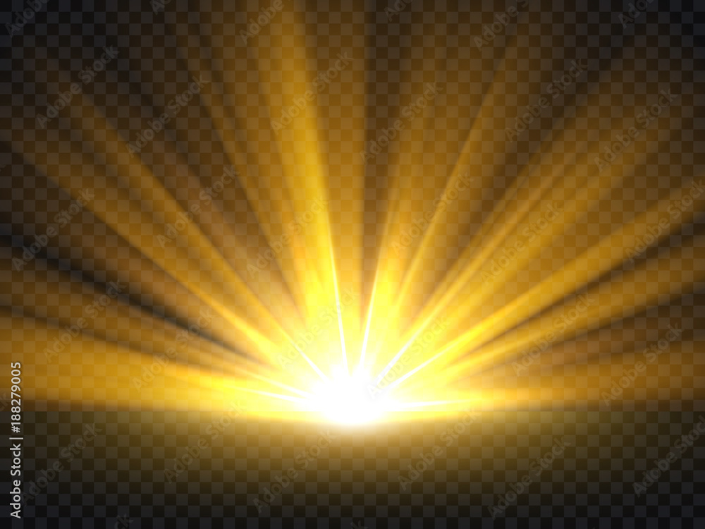 Abstract golden bright light. Gold shine burst vector illustration isolated