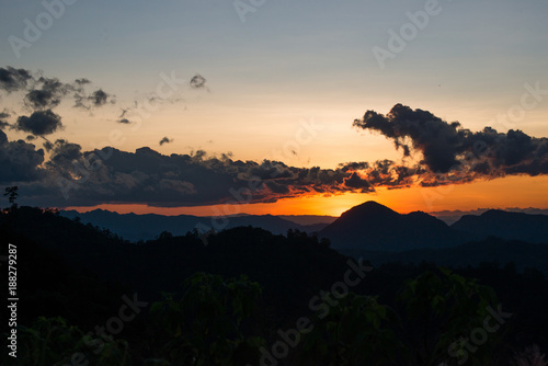Wallpaper Mural The landscape in the north country, Thailand Mountain sunset in winter Torontodigital.ca