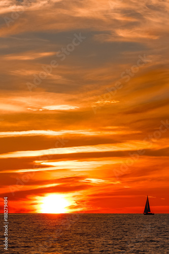 Romantic sunset over the sea