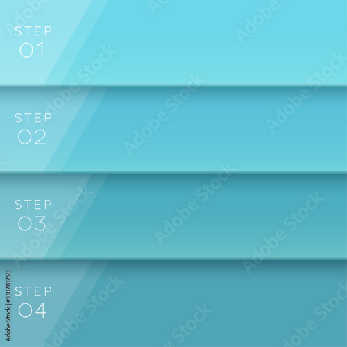 Vector 3D Blue Text Banner Page Template Steps 1 to 4