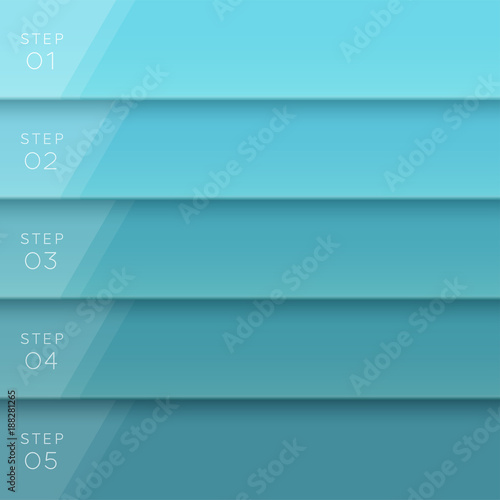 Vector 3D Blue Text Banner Page Template Steps 1 to 5