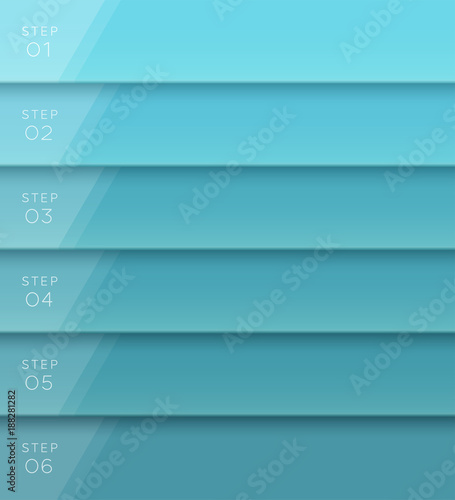 Vector 3D Blue Text Banner Page Template Steps 1 to 6