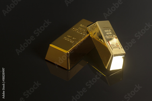 Gold bullion isolated on black background