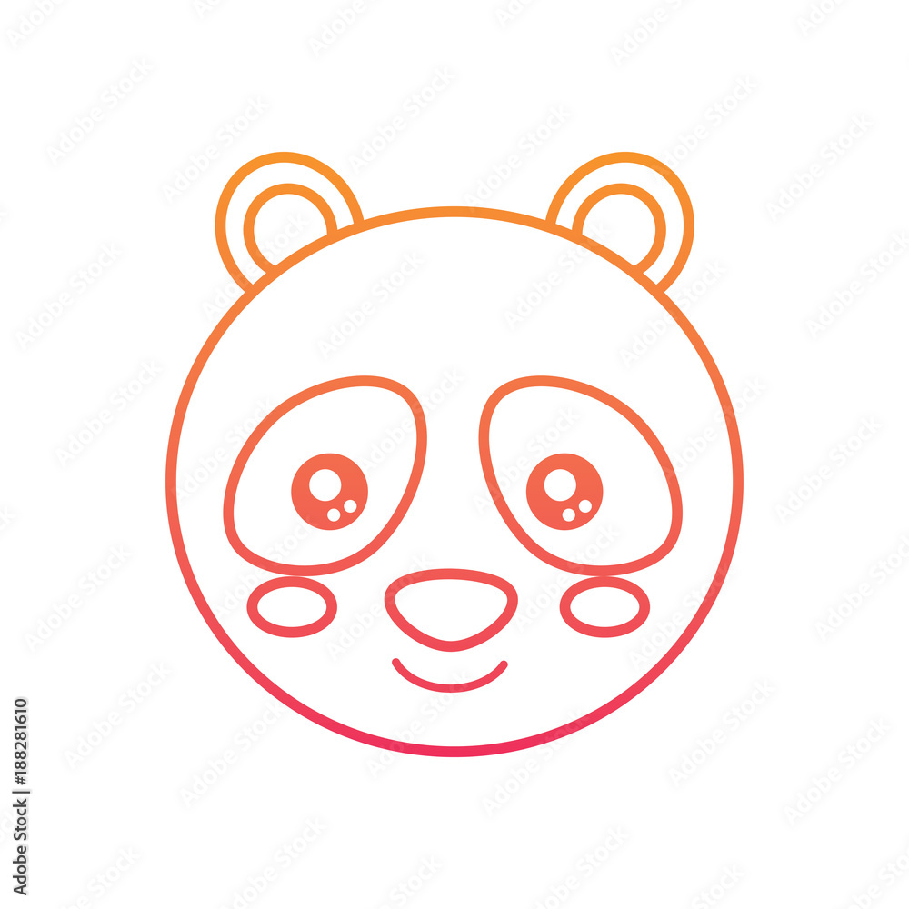 Fototapeta premium cute animal panda bear head baby vector illustration color line design