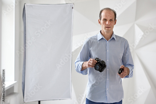 Professional photographer working photo