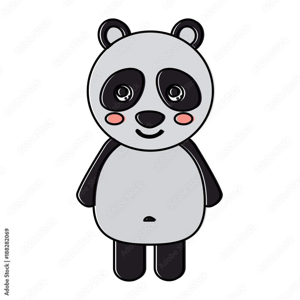 Naklejka premium cute panda bear animal standing cartoon wildlife vector illustration