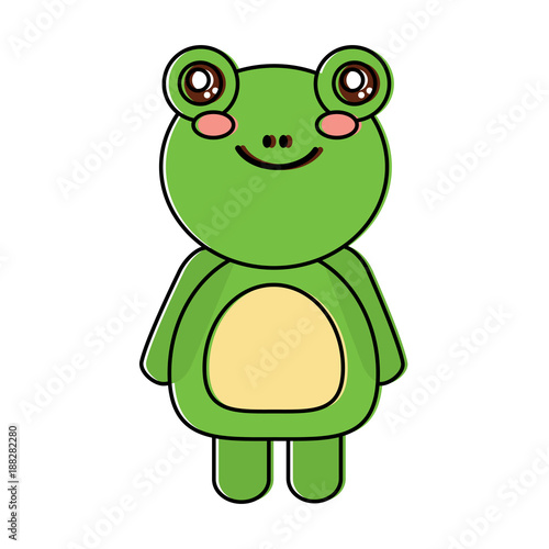 cute animal frog standing cartoon wildlife vector illustration