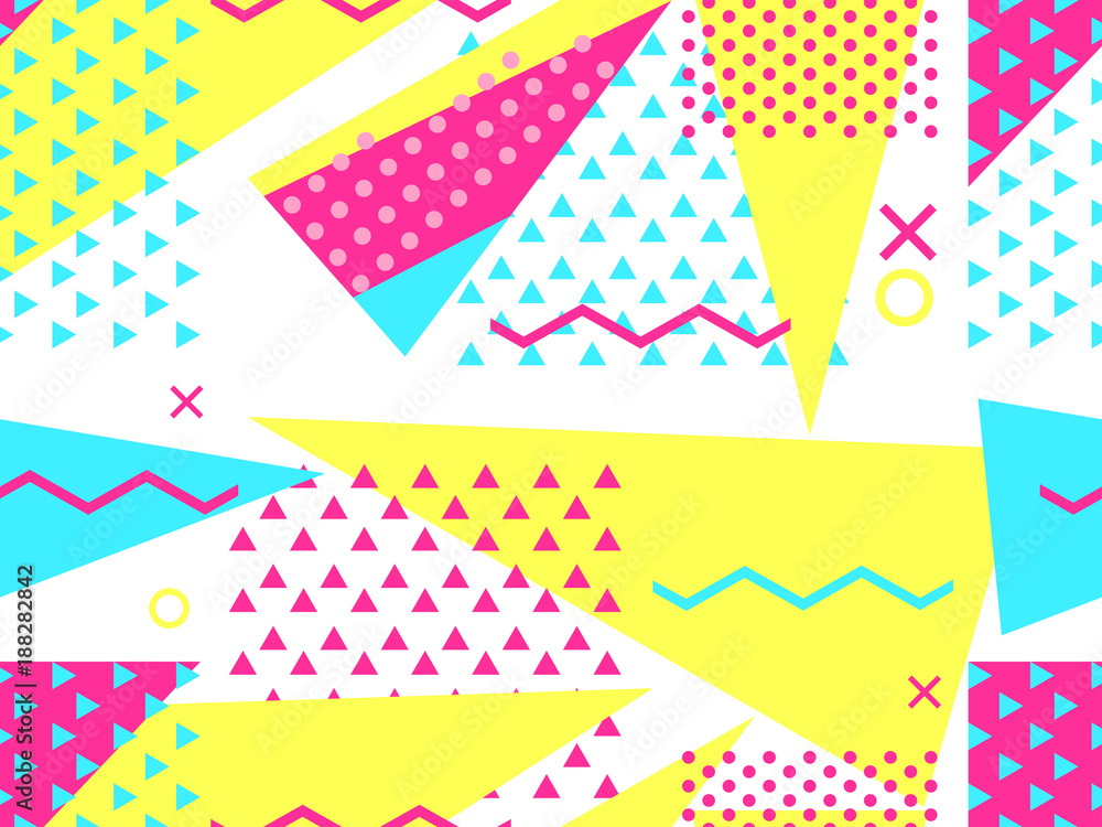 Memphis seamless pattern. Geometric elements memphis in the style of 80's. Bauhaus retro. Vector illustration. Memphis seamless pattern. Geometric elements memphis in the style of 80's. Bauhaus retro. Vector illustration.