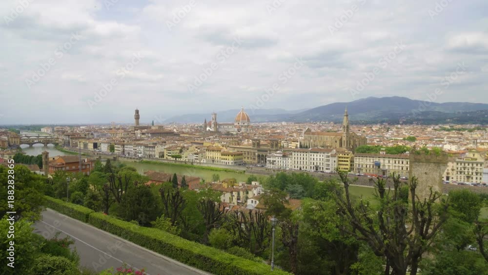 Amazing landscape of Florence city, Arno river and Apennine mountains, tourism