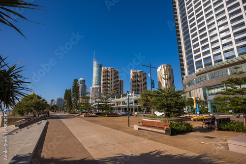 Gold Coast, Queensland/Australia - 15 January 2018: Morning views of Surfers Paradise along the Esplanade on the Gold Coast, Australia.