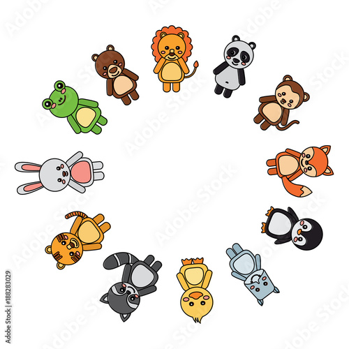 cute animals in circle  icon image vector illustration design 