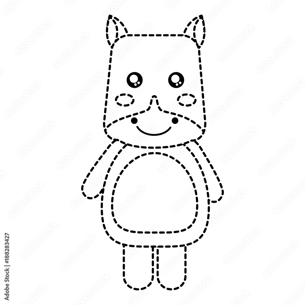 rhinoceros cute animal icon image vector illustration design black dotted line rhinoceros cute animal icon image vector illustration design black dotted line