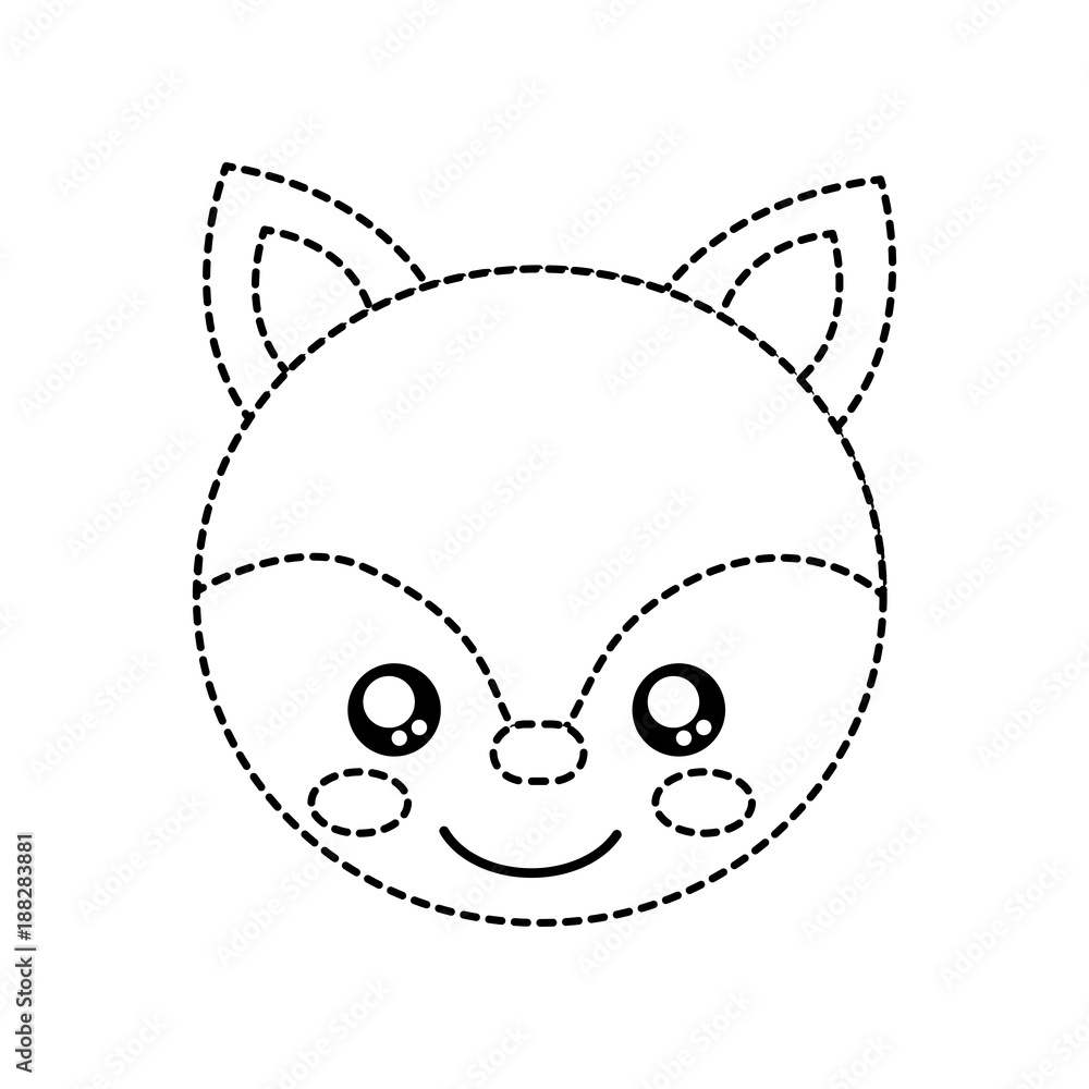 fox cute animal icon image vector illustration design black dotted line fox cute animal icon image vector illustration design black dotted line