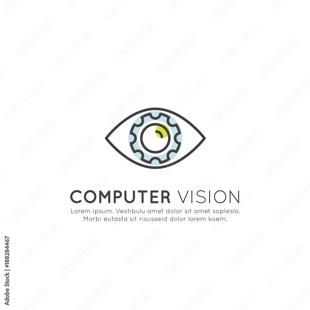 Vector Icon Style Illustration Concept of Computer Vision, Machine ...