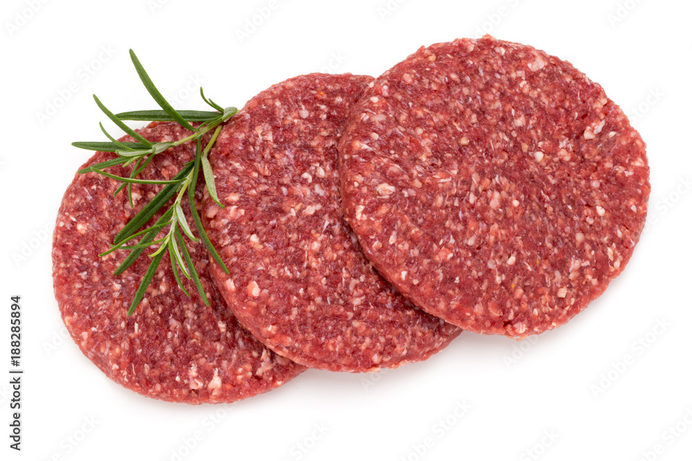 Raw fresh hamburger meat isolated on white. Raw fresh hamburger meat isolated on white.