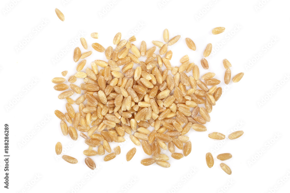 wheat grains isolated on white background. Top view. Flat lay wheat grains isolated on white background. Top view. Flat lay